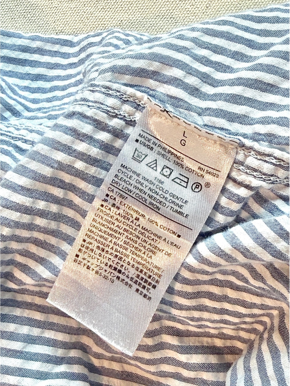 Banana Republic Classic Fit Blue White Striped Cotton Shirt Large Preppy - Picture 5 of 7